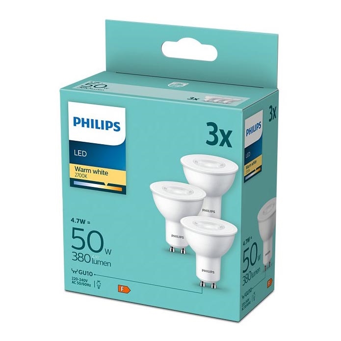 PACK 3x LED Ampoule Philips GU10/4,7W/230V 2700K