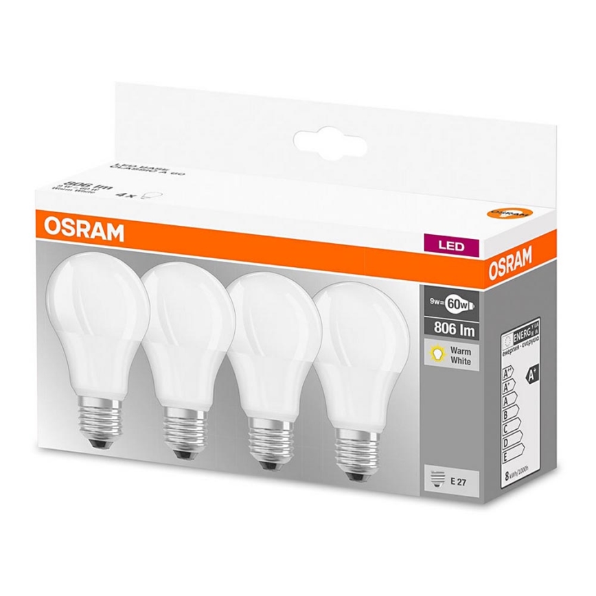 PACK 4x Ampoule LED A60 E27/9W/230V 2700K - Osram