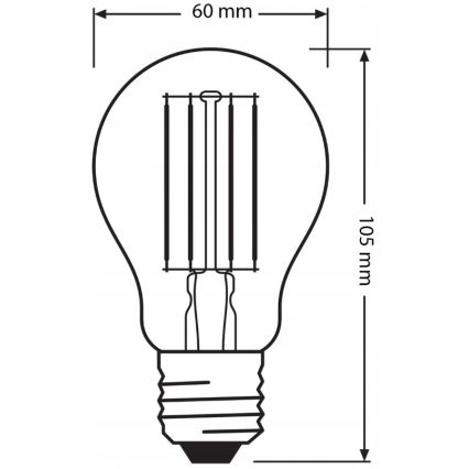 Pack de 3 ampoules LED BASE CLASSIC FILAMENT A60 E27/7,5W/230V 4000K - Osram