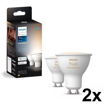 Pack de 4 ampoules LED dimmables Philips Hue White Ambiance GU10, 4,2 W, 230 V, 2200–6500 K