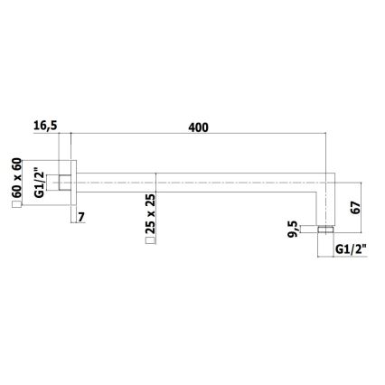 Paffoni - Bras de douche carré 40 cm noir