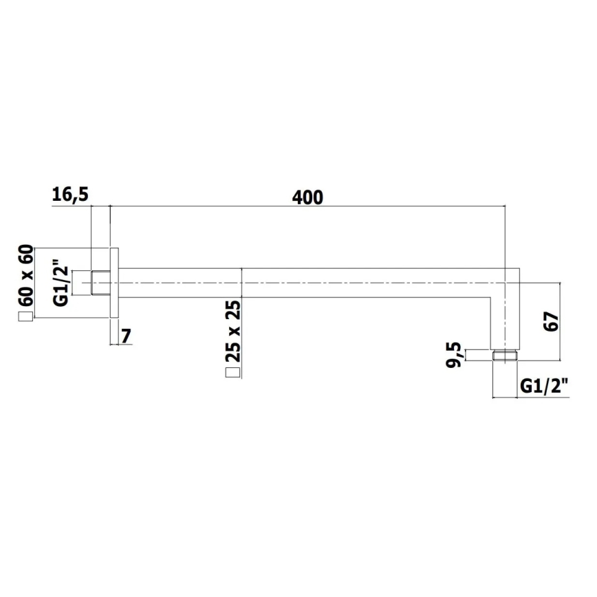 Paffoni - Bras de douche carré 40 cm noir