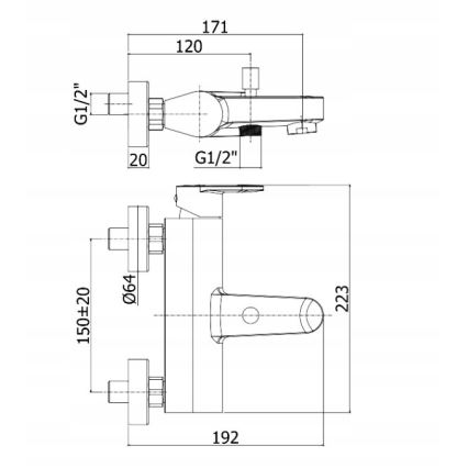 Paffoni - Ensemble baignoire CANDY avec mitigeur, chrome brillant