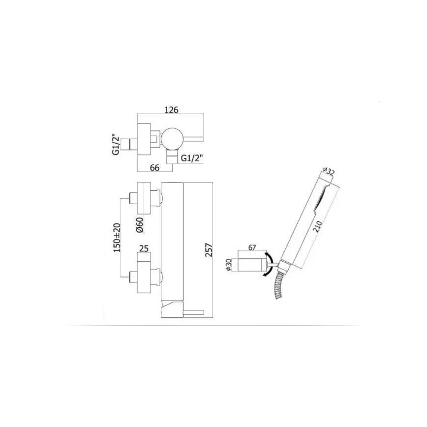 Paffoni - Ensemble de douche LIGHT avec mitigeur noir mat