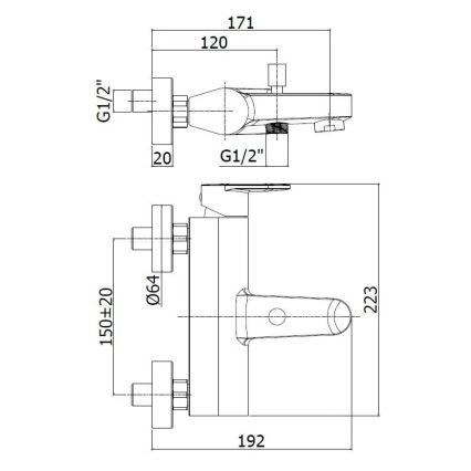 Paffoni - Ensemble pour baignoire avec mitigeur CANDY chromé brillant