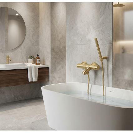 Paffoni - Ensemble pour baignoire avec mitigeur LIGHT, finition dorée brossée