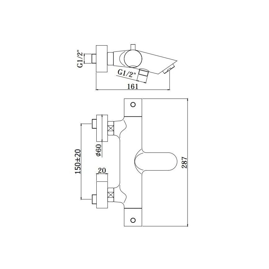 Paffoni - Ensemble pour baignoire LIGHT chrome brillant