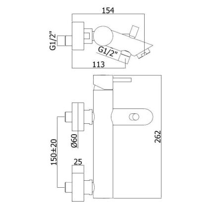 Paffoni - Mitigeur de baignoire LIGHT chrome poli