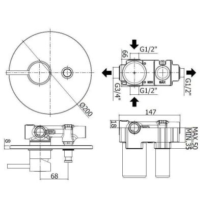 Paffoni - Mitigeur de douche pour installation encastrée LIGHT noir
