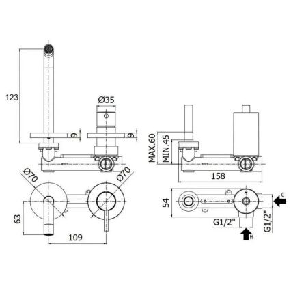 Paffoni - Mitigeur de lavabo encastré LIGHT en inox