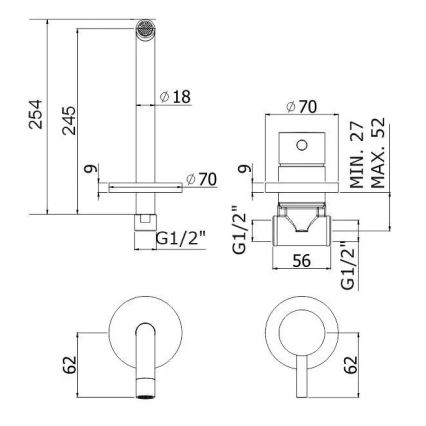 Paffoni - Mitigeur de lavabo pour installation encastrée LIGHT en inox
