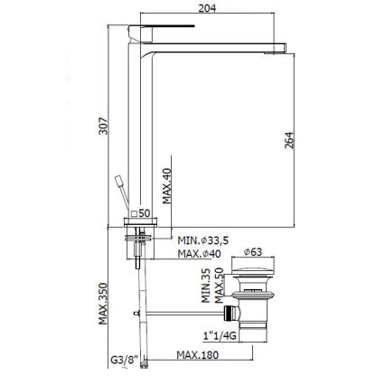 Paffoni - Mitigeur de lavabo TANGO avec bonde, chrome brillant