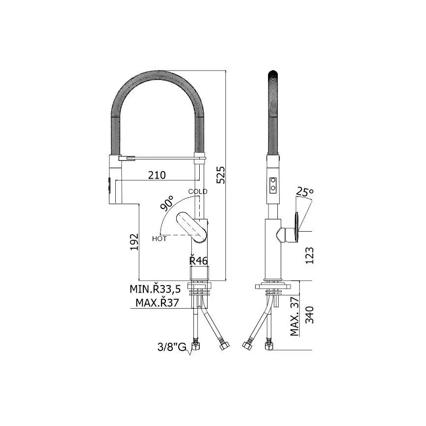 Paffoni - Mitigeur d'évier CANDY 52,5 cm avec douchette extractible, finition chrome brillant