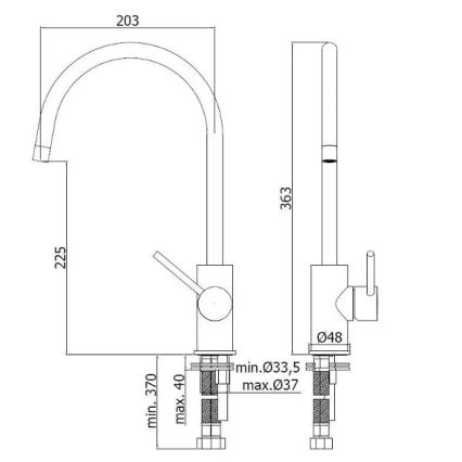 Paffoni - Mitigeur d'évier LIGHT 36,3 cm, chrome brillant