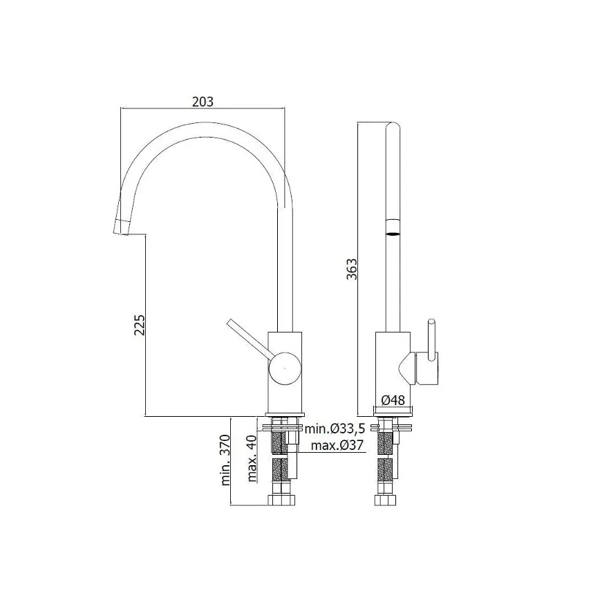 Paffoni - Mitigeur d'évier LIGHT 36,3 cm, chrome brillant