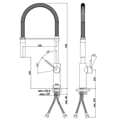 Paffoni - Mitigeur d'évier LIGHT 52,5 cm avec douchette extractible, chrome brillant