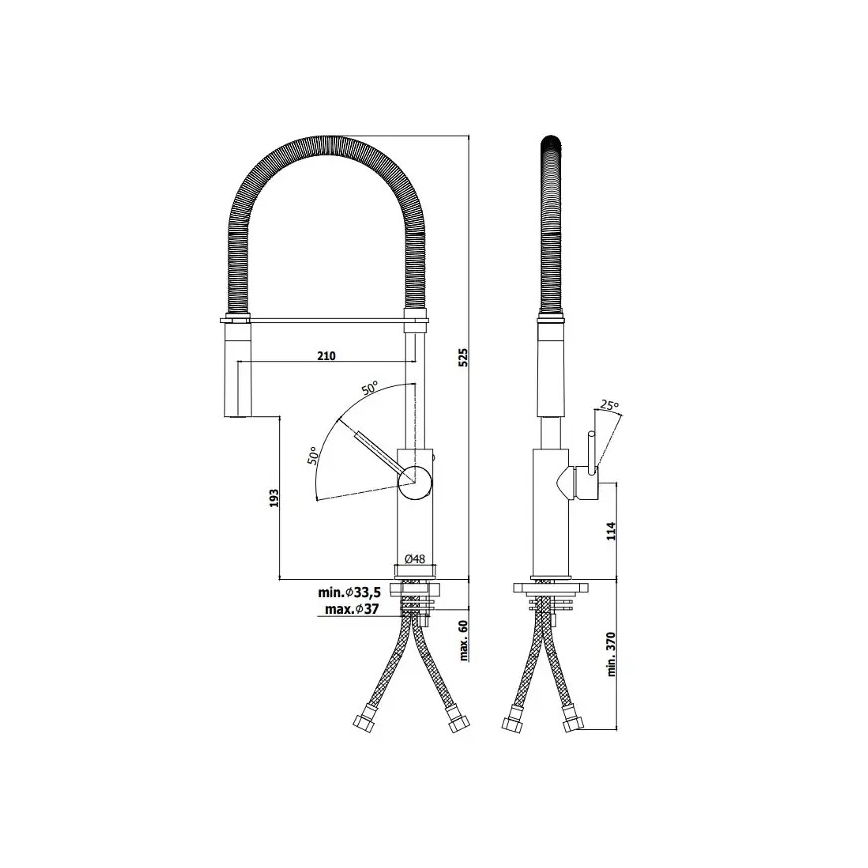 Paffoni - Mitigeur d'évier LIGHT 52,5 cm avec douchette extractible, chrome brillant