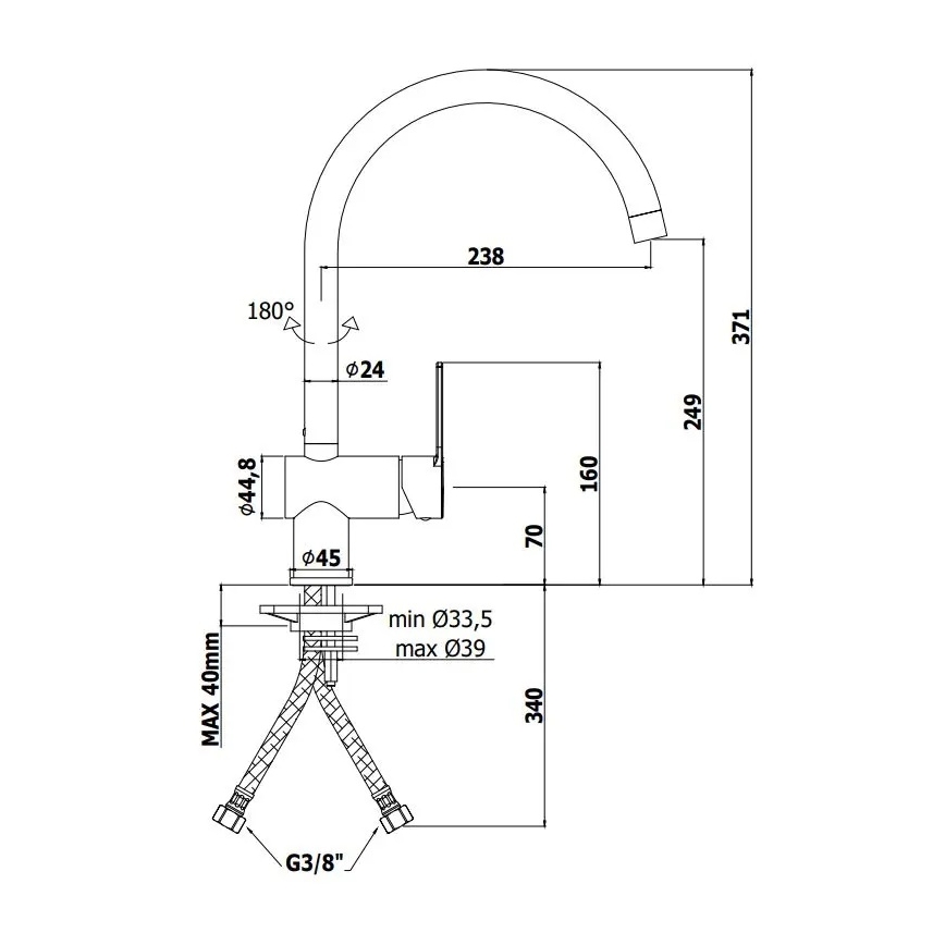 Paffoni - Mitigeur d'évier RINGO noir