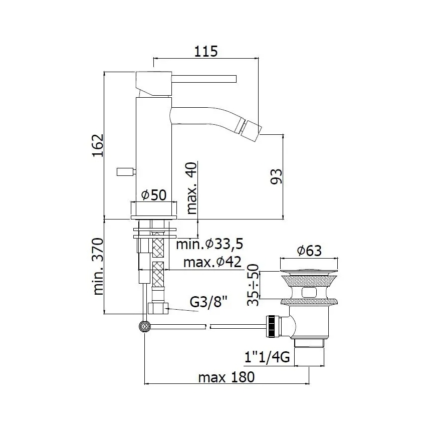 Paffoni - Mitigeur pour bidet + bonde LIGHT doré brossé