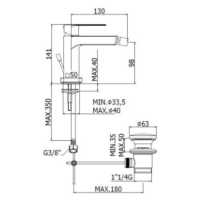 Paffoni - Mitigeur pour bidet + bonde TANGO inox