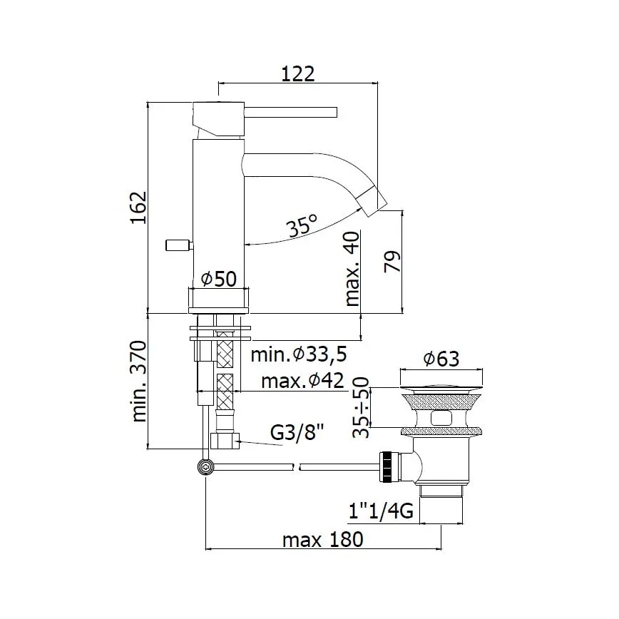 Paffoni - Mitigeur pour lavabo + bonde LIGHT dorée
