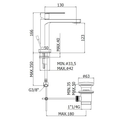 Paffoni - Mitigeur pour lavabo + bonde TANGO inox