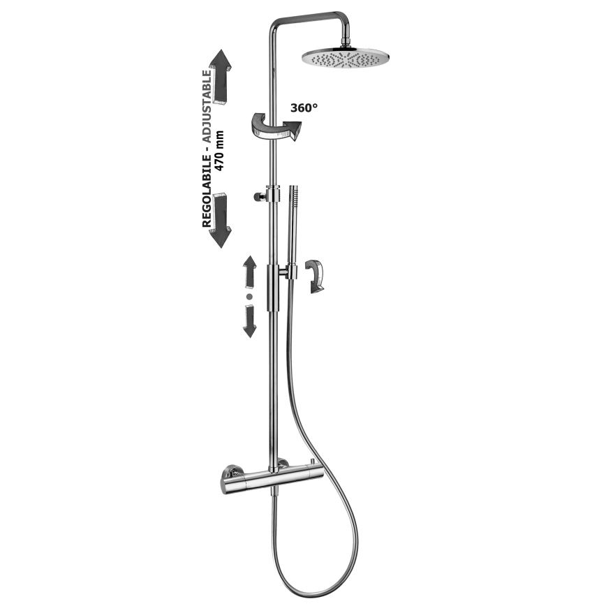 Paffoni - Système de douche BIRILLO avec mitigeur thermostatique, chrome brillant