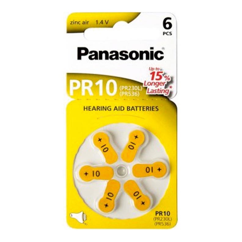 Panasonic - 6 pc Pile pour appareils auditifs PR-10 1,4V