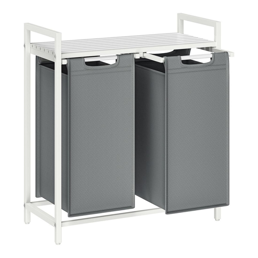 Panier à linge REX blanc/gris