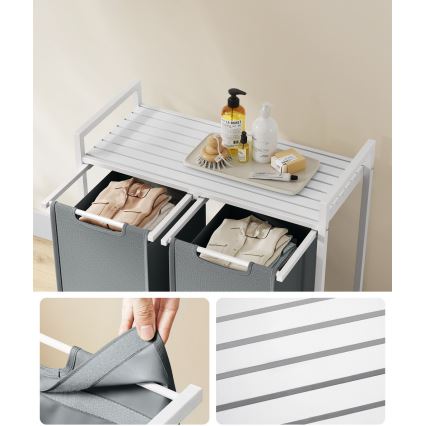 Panier à linge REX blanc/gris