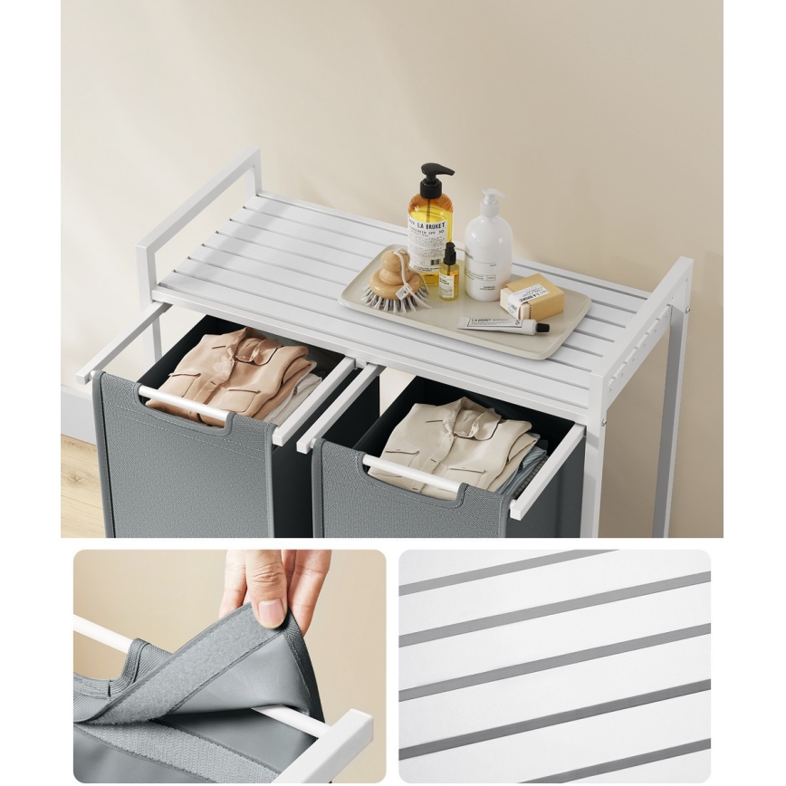 Panier à linge REX blanc/gris