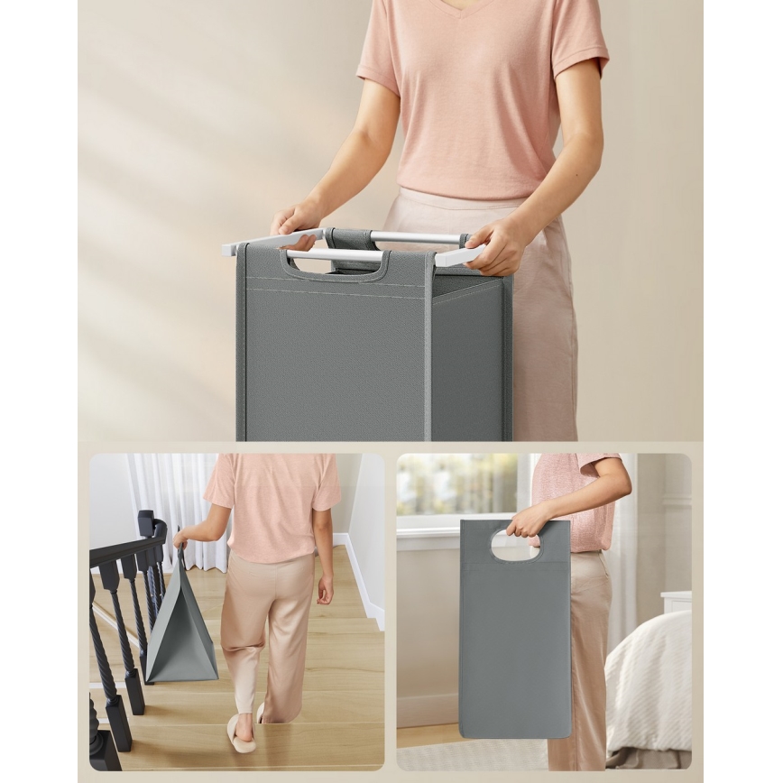 Panier à linge REX blanc/gris