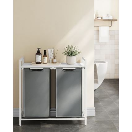 Panier à linge REX blanc/gris