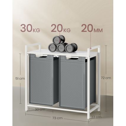 Panier à linge REX blanc/gris