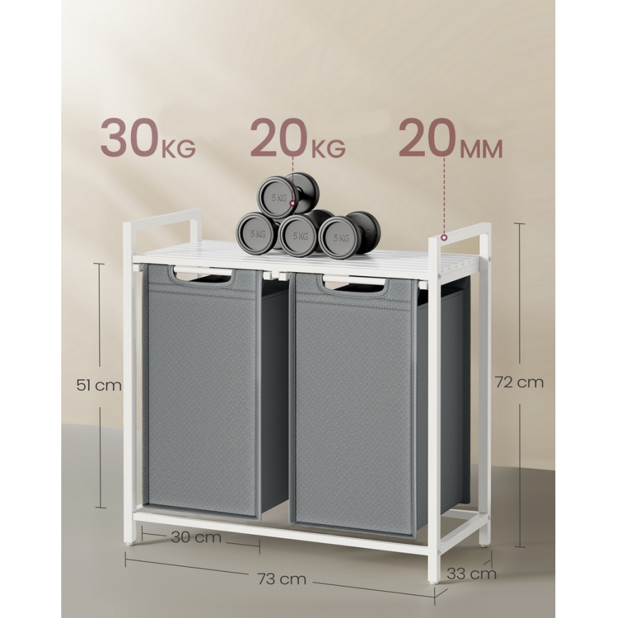 Panier à linge REX blanc/gris