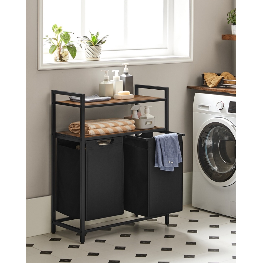 Panier à linge REX marron/noir