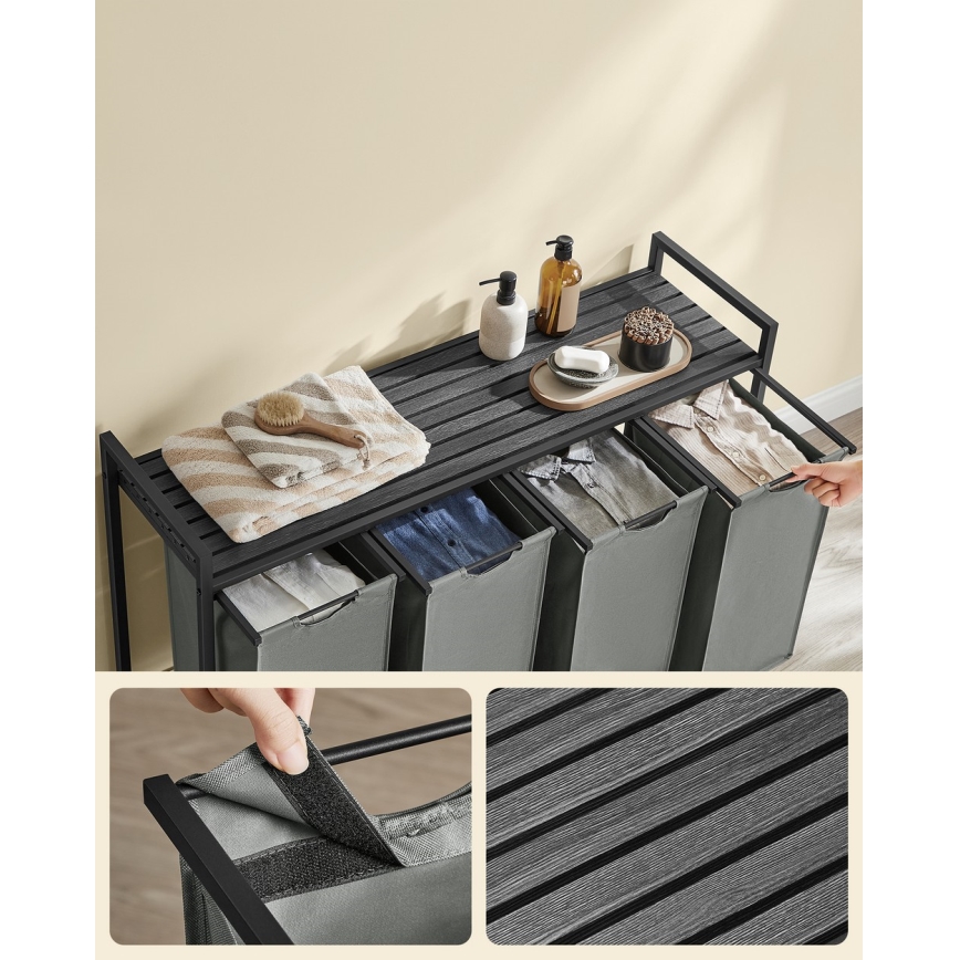 Panier à linge REX noir/gris