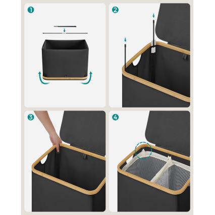 Panier à linge TATE, noir