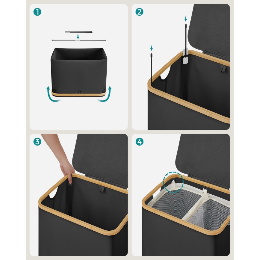 Panier à linge TATE, noir