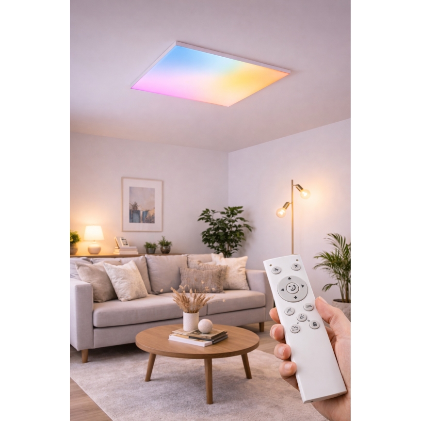 Panneau LED RGBW dimmable en saillie, 24W/230V, 2700-6500K, blanc + télécommande