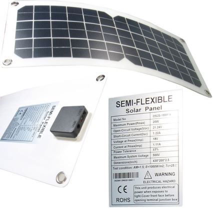 Panneau solaire photovoltaïque flexible USB 20W/12V
