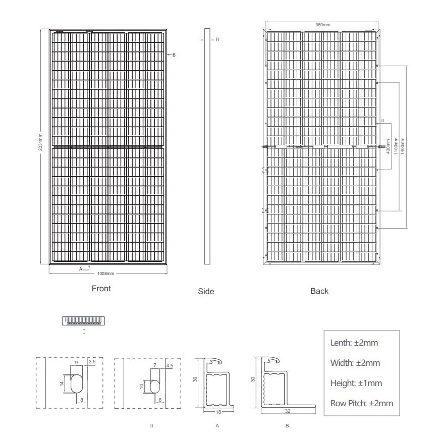Panneau solaire photovoltaïque JINKO 405Wp IP67 biface