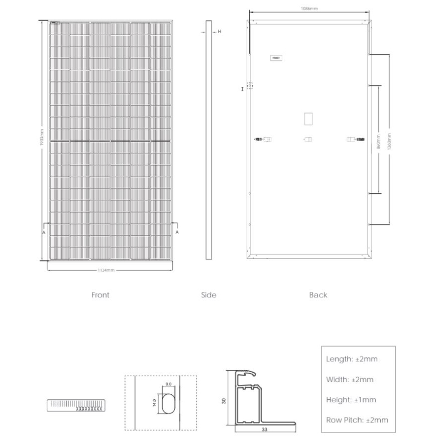 Panneau solaire photovoltaïque JINKO N-type 480Wp noir cadre IP68 Half Cut-palette 36 pcs
