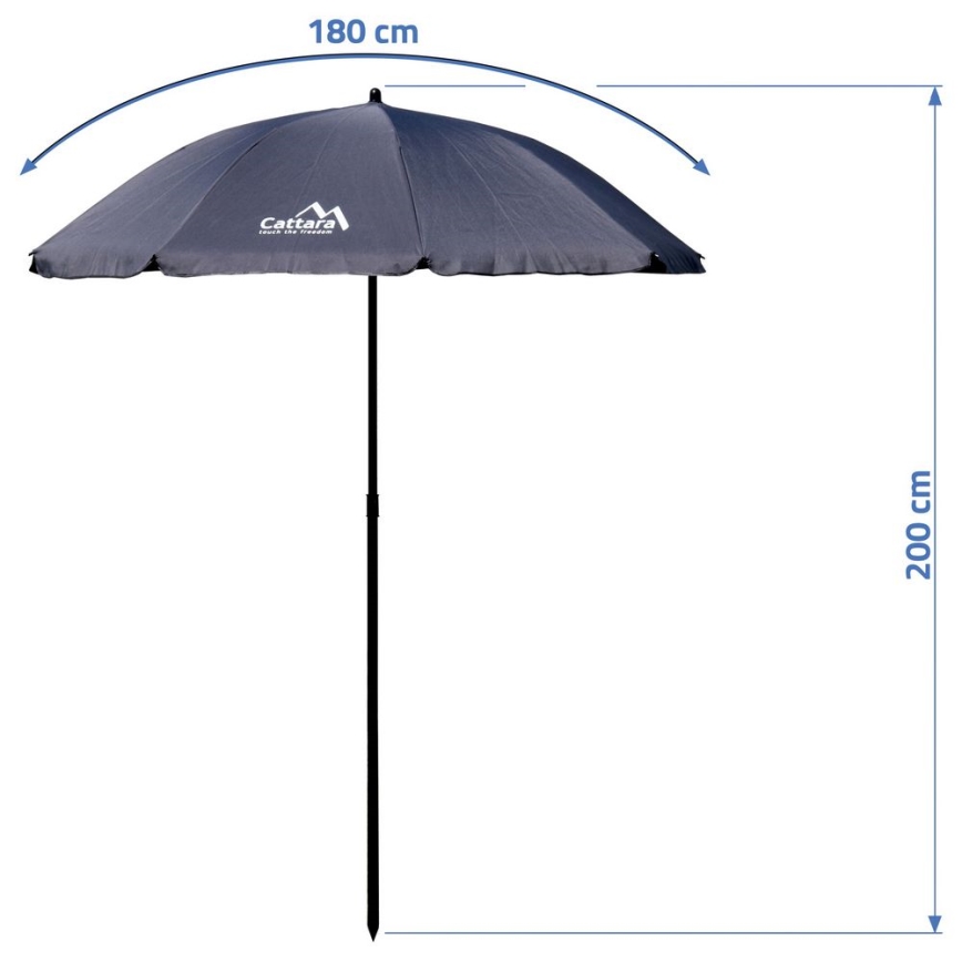Parasol pliable et inclinable d. 1,8 m gris