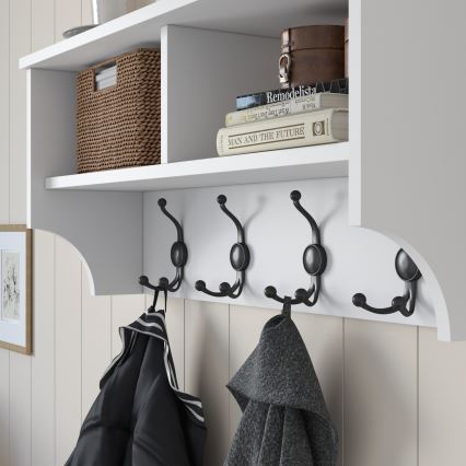 Patère murale 37,2x90 cm blanche/noire