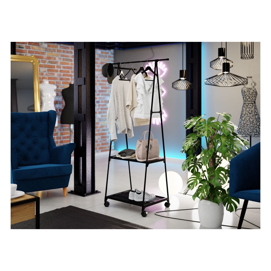 Patère murale amovible avec étagères OLAZEN 157x85 cm noir