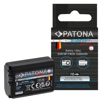 PATONA - Accumulateur Sony NP-FW50 1030mAh Li-Ion Platinum USB-C charge