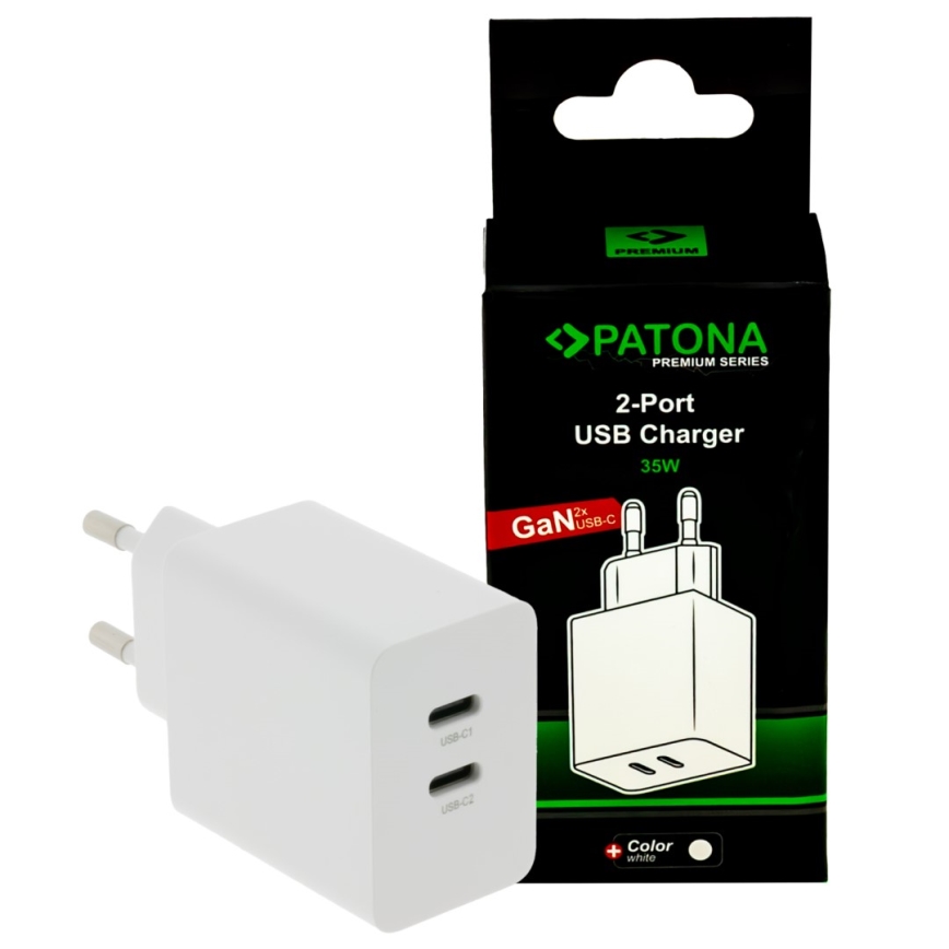 PATONA - Adaptateur de charge Power delivery 35W 2xUSB-C -PD 3.0