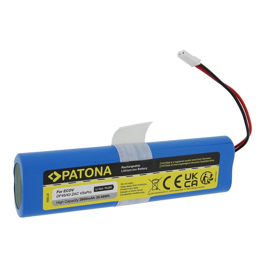 PATONA - Batterie Ecovacs Deebot DF45/iLife V50/V5s/V8s 2600mAh Li-lon 14,8V