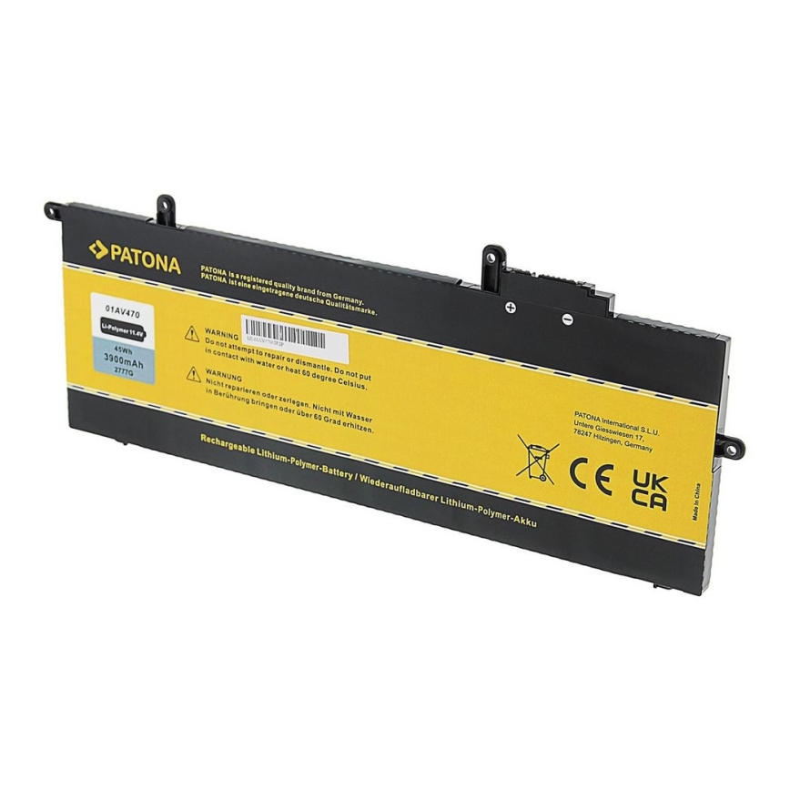 PATONA - Batterie Lenovo Thinkpad A285/X280 3900mAh Li-Pol 11,4V 01AV470